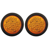 4" Inch Round 40 LED Diodes Stop Turn Tail Reverse Backup Signal Sealed Lights Red/White/Amber Assembly Rubber Mount for Trucks Trailers RV Boat Waterproof